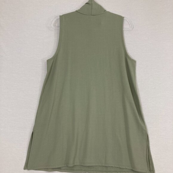 Garnet Hill Sage Green Turtle Neck Sleeveless Stretch Knit Side Slit Tunic Large - Picture 5 of 10